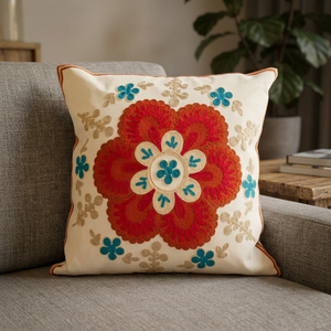 Housse de coussin carrée en coton brodé à la main Suzani Design pour la maison ou l'hôtel hôpital utilisation canapé soutien du dos - Product Image 3