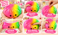 Squishy géant arc-en-ciel de 25 cm en forme de boulette vapeur, jouet sensoriel anti-stress avec cuiseur vapeur