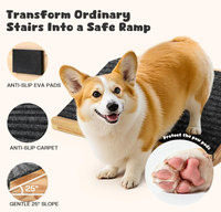 Vente en gros de rampes pour chiens en bois d'intérieur en lot de 3 pour escaliers avec surface en tapis Rampes pour animaux de compagnie à angle bas