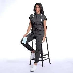 Nuova Collezione 2025: Set di Divise Ospedaliere Comode con Maniche Corte, Uniforme per <span class=keywords><strong>Infermieri</strong></span> Personalizzabile con Logo, Unisex in Tessuto Intrecciato - Product Image 3