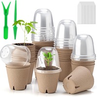 Lot de 35 pots de fleurs de bureau écologiques en fibres végétales avec trous respirants, conception intelligente à plusieurs fentes pour une plantation intérieure saine