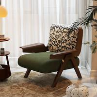 Fauteuil Rétro à Accoudoir Unique Style Français Mid-Century, Motif Zèbre, Bois Massif, Fauteuil Inclinable en Cuir PU à Mémoire de Forme pour Salon