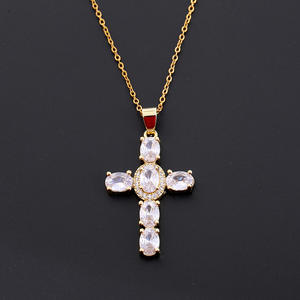 Micro collar <span class=keywords><strong>de</strong></span> latón personalizado para mujer, colgante <span class=keywords><strong>de</strong></span> <span class=keywords><strong>Cruz</strong></span> <span class=keywords><strong>de</strong></span> circón colorido, venta al por mayor - Product Image 4