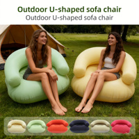 Canapé gonflable avec accoudoirs, canapé floqué en forme de U, pouf gonflable, canapé gonflable de détente