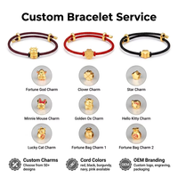Bracelet porte-bonheur rouge tendance, cordon tressé réglable avec breloque dorée, vente en gros, personnalisation OEM en vrac