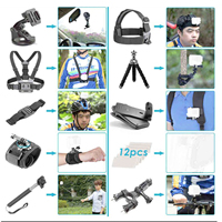 Kit d'accessoires pour caméra d'action GoPro Hero, support de montage, kit de caméra d'action 12 en 1 pour Xiaomi, Insta360, DJI Osmo Action