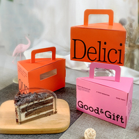 Boîte à gâteau personnalisée avec fenêtre transparente en papier kraft pour pâtisserie, dessert, boulangerie, café, cheesecake, mousse