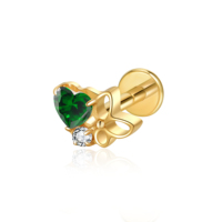 Lotus Manufacturer Vente en gros Bijoux d'oreille en titane pour piercing cartilage hélix, forme papillon cœur, avec moissanite et finition poli miroir