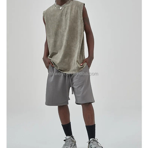 Camisetas sin Mangas para Hombre, Corte Recto, 100% Algodón, 230 GSM, Lavado Ácido, Ropa de Gimnasio de Verano con Logotipo Personalizado OEM de Alta Calidad - Product Image 4