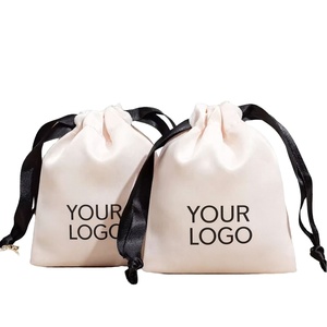 Custom Logo Printed Satin Fabric Organza Drawstring Pouch Jewelry <b>Gift</b> <b>Bags</b> Small Retail Merchandise Soft <b>Personalized</b> Packaging - Product Image 1