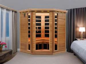 Современная электрическая сауна SS-450M с 10 нагревательными элементами, низким уровнем ЭМП, из массива древесины хемлока и красного кедра, для использования в спортзале, гостиной, спальне, 220В, цифровая - Product Image 4