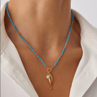 Collier pendentif poisson personnalisé en gros avec tour de cou perlé turquoise émail pendentif poisson oeil de diable cadeau pour elle