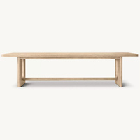 Table à manger rectangulaire de luxe en bois massif avec base tréteau pour 8 personnes, design moderne, marque Anchor Home