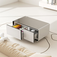 Meubles de salon modernes et luxueux, table basse intelligente avec réfrigérateur, congélateur, chargeur sans fil, lecteur de musique, ports USB