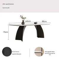 Französischer Retro-Stil 4-Sitzer Esstisch-Stuhl-Set Modern Minimalistisch Kleine Wohnung Mid-Century-Stil Schiefer-Esstisch