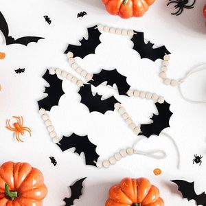 Halloween Cảm Thấy Dơi Gỗ Bead Biểu Ngữ Dơi Garland Cho Halloween Mantle Trang Trí Nội Thất - Product Image 3