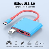 USB-C ke Docking Station 3in1 untuk 30Hz 4K dengan Port USB-A untuk Ekspansi Pencerminan Layar Ponsel, PC, dan Konsol Game Switch