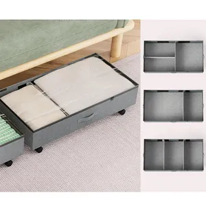 360 도 바퀴와 침대 보관 상자 아래 침대 주최자 아래 투명 뚜껑 지퍼 상자