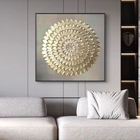 Peinture à l'huile abstraite dorée brillante, style moderne, personnalisée, 100% peinte à la main, pour toile de peinture à l'huile, art de l'huile