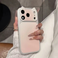 Coque de protection antichoc en acrylique rigide avec oreilles de chat 3D dégradées pour iPhone 17 16 15 14 13 Pro Max