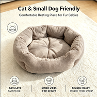 Coussin rond pour chat, lit pour animaux de compagnie, coussin amovible lavable, base antidérapante à pois, tissu respirant résistant aux griffures pour petits chiens