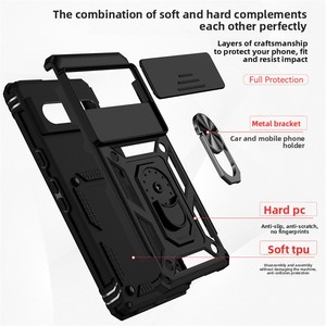 Funda Resistente para Google <span class=keywords><strong>Pixel</strong></span> 10A 9 8 Pro 7A <span class=keywords><strong>6A</strong></span>, Cubierta Protectora Resistente con Anillo Deslizante para Cámara y Soporte - Product Image 4