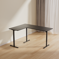 Bureau assis-debout électrique numérique automatique en forme de L à deux moteurs, réglable en hauteur et en angle