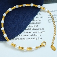 Ensemble collier et bracelet en perles d'eau douce rétro tendance, perles en acier inoxydable imperméables, bijoux pour fête, cadeau
