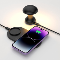 Nuevo diseño Schitec 2 en 1 soporte de cargador inalámbrico con lámpara de noche Led ajustable para Iphone