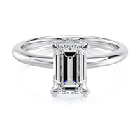 Bague Solitaire en Or 18K avec Diamant de Laboratoire DEF Taille Émeraude 2 Carats, 4 Griffes, Design de Luxe Personnalisé, Cadeau de Mariage, Approvisionnement Direct Usine