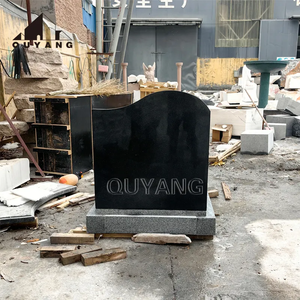 QUYANG индивидуальные резные фотографии умерших Кладбищенский надгробный камень дизайн черный серый гранитный надгробный памятник - Product Image 5