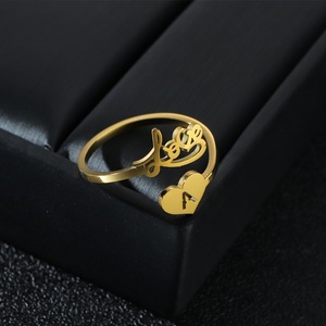 Bague en acier inoxydable en forme de cœur Love Baby, plaquée or, ajustable, romantique, pour femme, cadeau, à porter au quotidien - Product Image 2