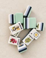 Ensemble de Mahjong américain de luxe, thème Jardin Oriental, 160 tuiles en acrylique, avec motifs Portail Torii et Paysage Mont Fuji, pour offrir