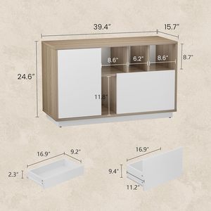 39-Zoll Moren Büro-Seitenkommode mit 2 Schubladen, Dieser Multifunktions-Druckerbuffet Bietet Reichlich Stauraum - Product Image 4