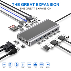 USB3.0 Docking Station Hub Với 3 5Gbps 4 2.0 Cổng 480Mbps Tốc Độ Truyền Dữ Liệu Loại C <span class=keywords><strong>USB</strong></span> TF SD Không Dây Sạc Điện Kho - Product Image 2