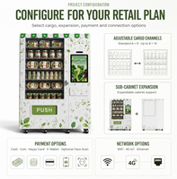 Distributeur automatique de salades Yunyin avec refroidissement par compresseur, Wi-Fi/Pochette électronique, libre-service sans personnel pour salle de sport, bureau, supermarché, commerce de détail