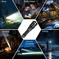 Linterna DE LUZ DE Flash POTENTE PROFESIONAL Super brillante 800 lúmenes USB C recargable con impermeable para linterna al aire libre