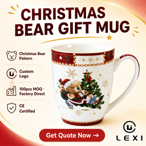 Taza de Cerámica con Diseño de Oso Navideño, Logotipo Personalizado, Directo de Fábrica, Certificación CE, Taza de Porcelana para Regalo Navideño, Venta al Por Mayor Festiva - Product Image 1