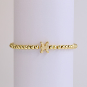 새로운 18K 금도금 황동 4mm 비즈 팔찌 조절 가능한 참 장식 12궁도 팔찌 생일 선물용 - Product Image 3
