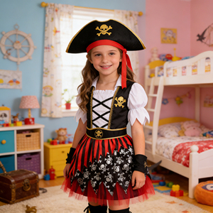 Disfraz <span class=keywords><strong>de</strong></span> Carnaval <span class=keywords><strong>de</strong></span> Halloween para Niños, Disfraz <span class=keywords><strong>de</strong></span> Capitán Pirata con Sombrero <span class=keywords><strong>de</strong></span> Pirata para Niñas - Product Image 2