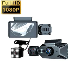 3 kanallı Lens araba dvr'ı Dash kamera HD 1080P 3 kameralar Dash kamera çift Lens Dashcam Video kara kutu 24H park izleme