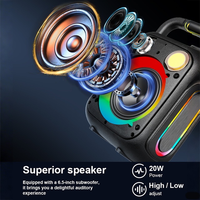Hot Sale Cool Active Portable Bluetooth Speaker RGB LED Lighting for Home Theatre Parties Outdoors Audio Player