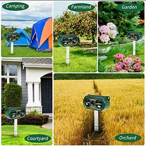 SAIJZEK - Vente en gros - Répulsif à ultrasons pour animaux, alimenté par énergie solaire, pour extérieur - Répulsif contre les serpents, les rongeurs, les souris, les chauves-souris, les chats - Product Image 2