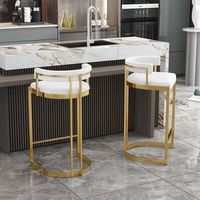 Luxuriöser PU-Leder Barhocker, Ergonomische Rückenlehne mit Goldenen Metallbeinen, Langlebiger Akzentstuhl für Esszimmer, Café & Wohnbereich