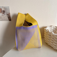 Sac fourre-tout élégant en tricot style Ins, personnalisé, à porter à l'épaule, sac à main, pochette à nœud, sac de shopping portable