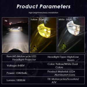 Mini projecteur de phares de Moto bi-led, ampoules H4 H6 BA20D, lampe Hi/<span class=keywords><strong>Lo</strong></span>, double couleur, Scooter, ATV Moto - Product Image 5