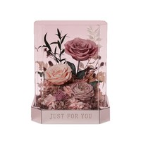 Éternelle Fleur Rose Vraie Fleur LED À La Main Carré Acrylique Boîte Saint Valentin Cadeau pour Maman Petite Amie En Gros Disponible