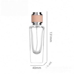 Luxury 50ml Flat Empty Glass <b>Perfume</b> Bottle High Quality Vintage Glass <b>Atomizer</b> Pump Sprayer Lid Diffuser Screen Printed - Product Image 5