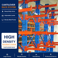 Système de rayonnage cantilever robuste, réglable, multi-niveaux, pour le stockage de matériaux longs en entrepôt industriel