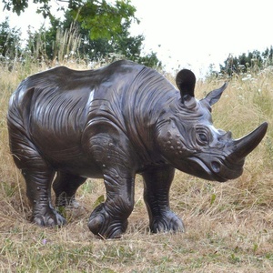 Sculpture de rhinocéros de jardin grandeur nature, sculptures de rhinocéros en bronze, art en cuivre, rhinocéros célèbre, miniature en bronze, statue en laiton historique - Product Image 1